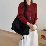 Autumn And Winter Buckle Knitted Shirt Jacket Women's Spring And Autumn New Loose Sweater Gray Spring Dress Women's Clothing