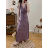 Large Size Women's Clothing Hanging Neck Sling Dress Summer French Holiday Storm Dress Fat MM Thin Dress