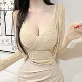 Two Sets Of V-Neck Sling Vest + Knitted Top Dress Girl Short Thin Body