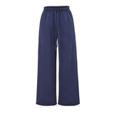 Korean Lazy Sleet Rope Wide Leg Sweatpants Women Summer Comfortable Tight Waist Hanging Feeling Casual Straight Pants