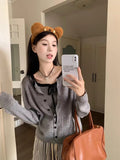 Korean Collider Small Knitted Fashion Set Women's Autumn 2025 New Small Suspension Long Sleeves Ribbon Two-Sleeves