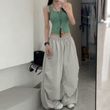 [Shck Drying] Ins Net Red Retro Summer Broad Legs Loose Sports Dance Jazz Casual Workwear Trousers