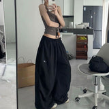 [Shck Drying] Ins Net Red Retro Summer Broad Legs Loose Sports Dance Jazz Casual Workwear Trousers