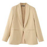 BSK&TRAF Women's Clothing 2025 Autumn New Commuter Style Fashion Green Fruit Collar Suit Jacket