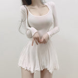 South Korea's Dongdaemun Sunscreen Cardigan + U Tie Dress Two Sets Of Irregular Temperament 100 Folds Skirt Spring