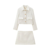 Clip Long Sleeve Symmetrical Pocket Flower Coat 7702407 Blended Thick And Texture Short Skirt 77044068