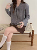 Blossoms With Round Collar Knitted Sweater Spring And Autumn Women's Casual Knitted Knitted Jersey Long Sleeve Tide