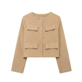 Autumn New Clip Round Collar Short Jacket 3046278
