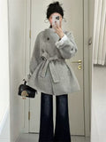 High-End Gray Hair Coat Women 2026 Autumn And Winter New Tice With Waistnut Coat Small Looks Super Good