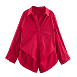 Spring 2025 New Women's Cotton Bat Sleeve Striped Clip Long Sleeve Shirt 2025458