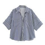 Summer New Women's Fashion Casual Single-Dbutton Short-Sleeved Collar Shirt 2187572