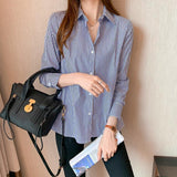 2025 Spring And Autumn Striped Shirt Lady Niche Professional Dress Long-Sleeved Shirt Wearing A Hundred Tops