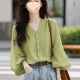 French Temperament Long-Sleeved Shirt Women 2025 New Unique Design Sense Fashion Temperament Loose Summer Women's Clothing
