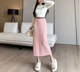 French Cank Open Knitted Half Dress Women's Autumn And Winter High-Waisted Hip Straight Skirts In The Long Thin A-Word Skirt