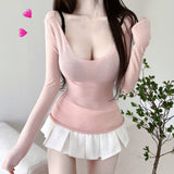 Autumn Dress New Round-Neck Temperament Slim Slim Slim Top Han Jersey Long Sleeve Tight Bottom Shirt T-Shirt Girl