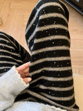 Lazy Wind Hit The Striped Knitted Broad Leg Pants Women Autumn And Winter New Design Shiny Casual Straight Trousers