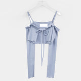 Lace Strap Sling Jacket Bow Shawl Long-Sleeved Top Short Korean Autumn New Pure Desire