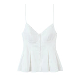 V-Neck Slings Sexy Dew Single-Dripple Broad-Folded Skirt-Up Short-Form Women's Vest 2178083