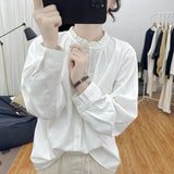 2025 Spring Lotus Leaf Collar Long-Sleeved Shirt Women's Fashion Age-Old Blouse Spring And Summer New Loose Bottoming Women