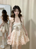 (Inside) Small Fresh Broken Flower Yarn Dress Sweet Age Small Man Ponpon Princess Skirt To Collect Thin A Word