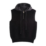 BSK&TRAF Women's Autumn 2025 New Towel Knitted Half-Zip Hooded Vest Shorts Set