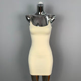 Light Apricot Double U-Neck Tight Body Thin Sling Bag Hip Dress Skirt Pure Hot Girl Short Dress New Summer