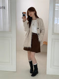 Korean Milk Whirling Soft Sweater Cardigan Dress Woman 2025 New Autumn And Winter Lazy Loose Warm Long-Sleeved Knit Coat