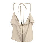 Summer New Pure Want To Slim Temperament Hottie Breast Blouse Short Hanging Neck T-Shirt T-Shirt Girl Ins