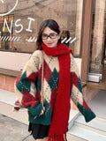 Lazy Wind High-End Sense Christmas Ringge Sweater Woman 2026 New Autumn And Winter Round Collar Cover Outside Wearing Knitted Shirt Top