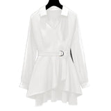 New V-Necked Women's Clothing Ocean Gas To Collect Thin Shirts In The Spring Fat Sister Covered With Meat Reduction Shirt