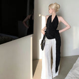 Sexy Strap Pure Desire V-Neck Hanging Neck Vest Women's Hot Girls Summer Waist Tops Bare Back