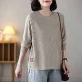 2025 New Round Collar Hooded Sweater Women's Autumn And Winter Knitting Blouse Loose Leisure Bottoming Shirt Simple Knitting Shirt