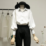 Autumn New Women's Striped Shirt Design With A Sense Of Niche Temperament Retro Hong Kong Flavor Professional Dress Spring And Autumn Shirt