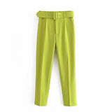 Spring 2025 New ñÞÖå Multi-Colored Harun Pants Casual Solid-Colored Small-Footed Women's Trousers Belt