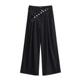 Spice Girls Irregular Belt Hanging Suit Pants Autumn Loose Thin Straight Trousers Street Broad Leggings