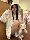 Broken Flower Zip-Up Jacket Women's Spring And Autumn 2026 New Oversize Loose Lazy Wind Long-Sleeved Top