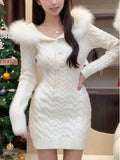 Pure Hot Girl Hooded Knitted Dress Women 2025 Autumn And Winter New Thickened Waist Long Sweater Skirt
