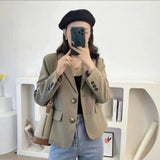 Spring And Autumn New Blazer Women's High-End Texture Dress Small Suit Japanese And Korean Casual Solid Color Suit Top