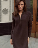 Autumn And Winter New High-End Half-Zip Knitted Dress Women Loose Thin Long Temperament Sweater Dress