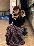 French Lattice Dress Dress Women's Autumn And Winter 2026 New Small Fragrant Style High-End Wearing Long Dress Set