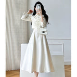 2025 Autumn Dress New Improved Cheongsam Suit To Collect Waist Thin Two Sets Of Temperament Small Fragrant Sling Dress
