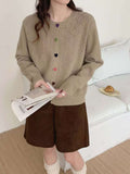 Japan And South Korea Lazy Wind-Collared Sweater Women's Autumn And Winter New Sweet Color Love Buckle Fashion Knitted Shirt Coat Thick