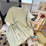 Summer Shorts Set Two Sets Of Leisure Sports Suit Women's Summer Loose Can Go Out Shopping White And Thin