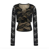 Lace Micro-Permeable Cardigan Top Women 2026 Summer New Hot Girl Solid Color + Inside The Sling Vest Set