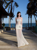 Seaside Holiday Wind Perspective Network Yarn Chest Skirt Design Sense Of Temperament Long Dress Travel To Take Good-Looking Skirt