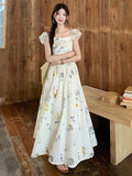 Gentle Wind Beautiful Unique Tea Break French Broken Flower Dress Fairy Summer High Sense Seaside Holiday Dress