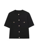 2025 Short-Sleeved Women's Knitted Fashion Autumn Multi-Colored Top