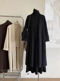 Fashion Suit Women's Autumn And Winter Lazy Loose Knitted Long Shawl Cardigan + High-Neck Sweater + Half-Dress Three-Piece Set