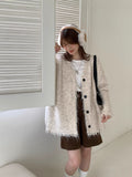 Korean Milk Whirling Soft Sweater Cardigan Dress Woman 2025 New Autumn And Winter Lazy Loose Warm Long-Sleeved Knit Coat