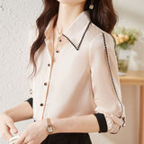 Spring Dress 2025 New Temperament Chic Coat Chiffon Shirt Lady High-End Beautiful Small Shirt Lady